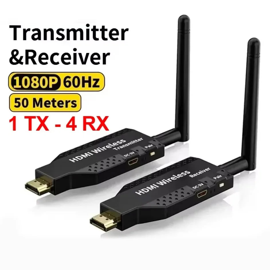 1080P 50M HDMI-Compatible Wireless Audio Video Transmitter Receiver Extender  for 1 TX-4 RX PS4 Camera Laptop PC to TV Monitor