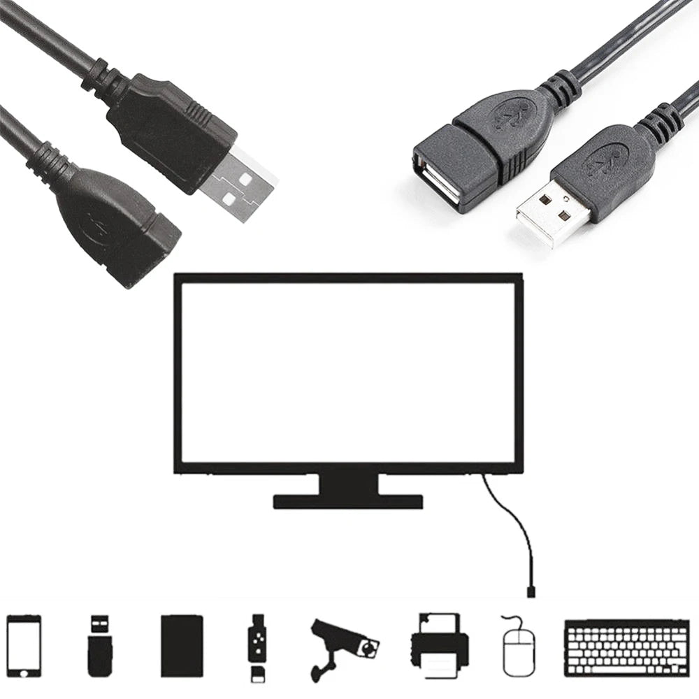 USB 2.0 Extension Cable Male To Female Wire Charging Data Cord for PC Desktop Laptop Printer Mouse Keyboard Mobile Hard Disk
