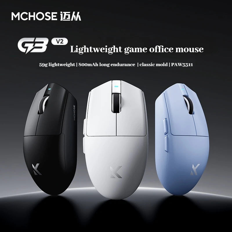 MCHOSE G3 V2 Gaming Mouse Tri-mode Wireless Paw3311 Sensor Lightweight Ergonomics Esports Wireless Mouse Pc Gamer Accessories