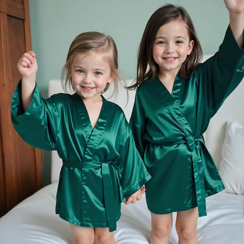 Custom Satin Wedding Bridesmaid Kimono Dressing Gown Bridesmaid Robes Soft Satin & Personalized Wedding/Bachelorette Party Robes