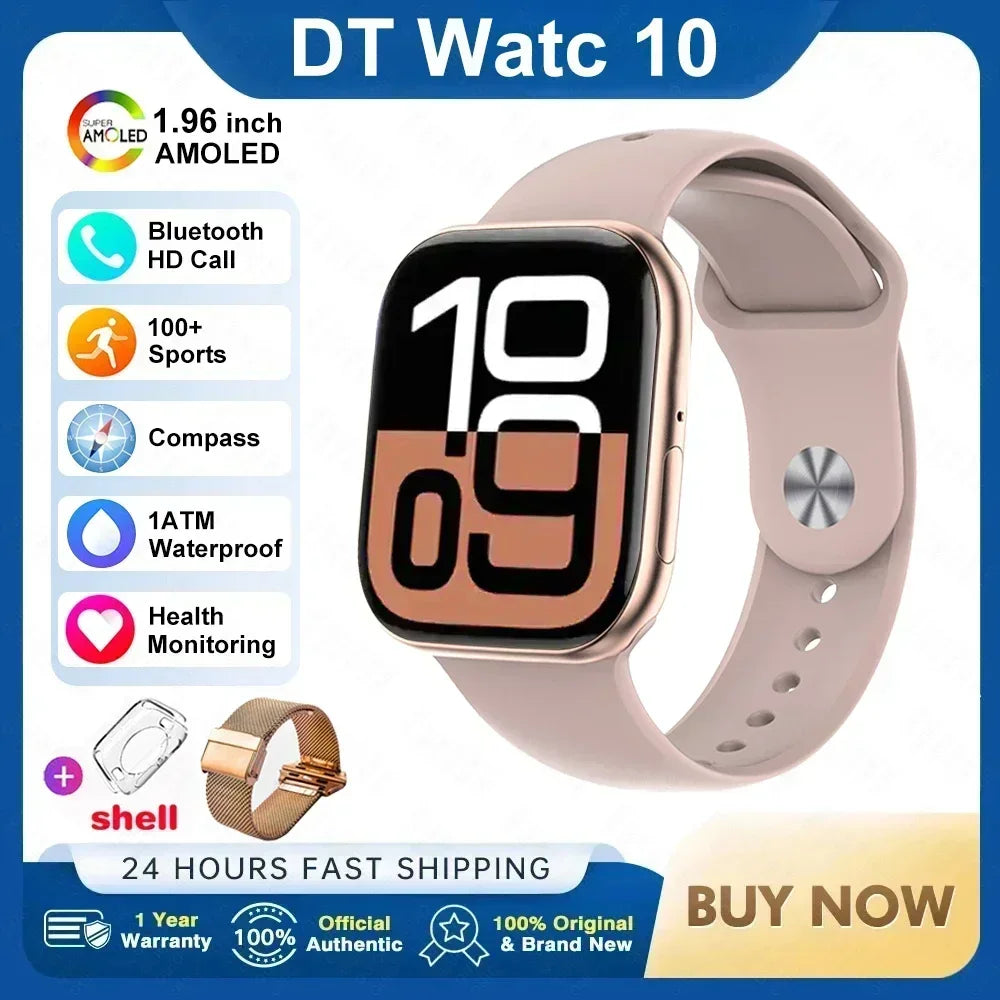 New Original For Apple Watch 10 Smart Watch 16GB Memory Music HD AMOLED NFC Compass Bluetooth Call Waterproof Smart Watch Woman