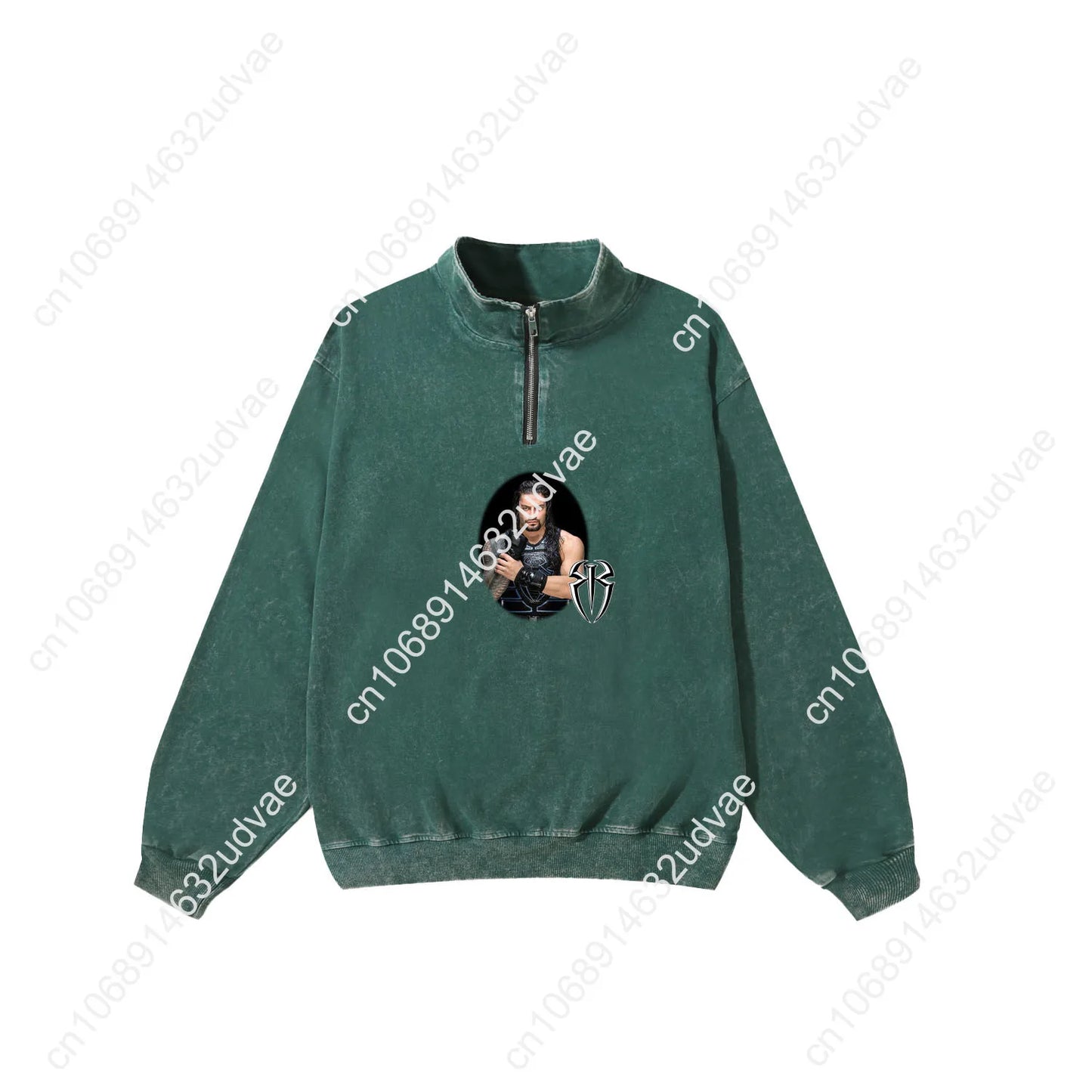 Roman Reigns Retro Sweatshirt Man Woman Teenager Vintage Pullover Half Zipper Sweat Shirt Photo Custom Made Tops Sleeved Tshirt