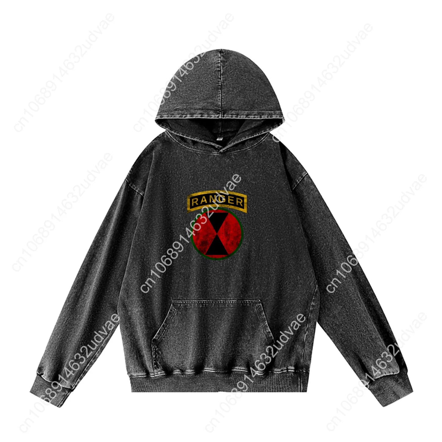 7th Infantry Division Patch with Ranger Tab Hoodies Retro Hooded Sweatshirt Man Woman Teenager Pullover Pocket Customized Tops