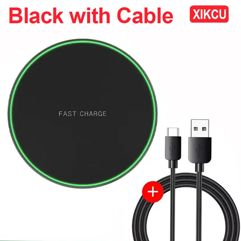 XIKCU Lightweight Desktop Wireless Charger Pad For iPhone 16 15 14 13 12 Pro Max Samsung Xiaomi Cell Phone Fast Charging Station