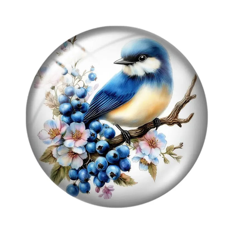 Blue Delft Birds Clipart  12mm/18mm/20mm/25mm Round Photo glass cabochon demo flat back Making findings