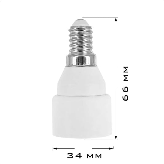 E14 to US 3Prong Outlet Adapter Light Bulb Socket Converter Polarized Fireproof ABS Compact White Design 2 Pcs Per Pack