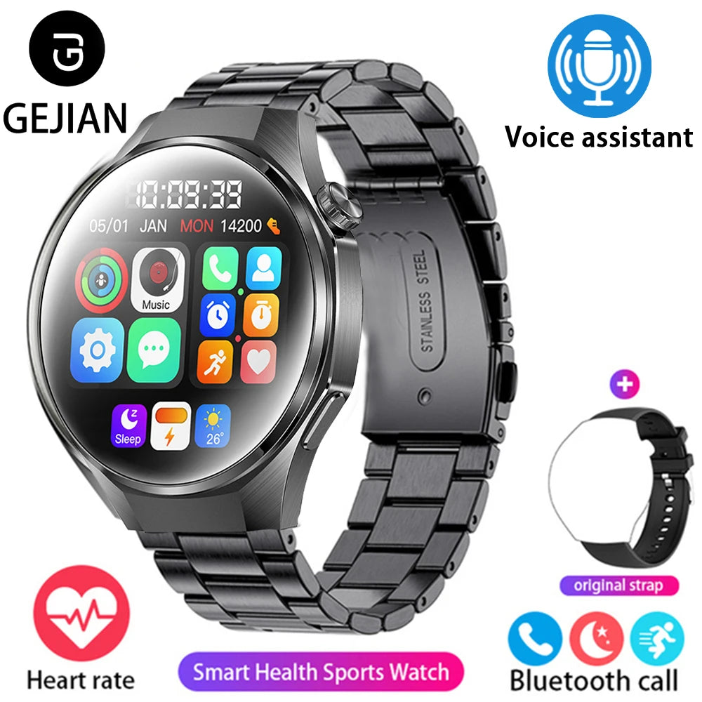 GEJIAN 2025 New Smart Watch 1.46-inch 360 * 360 HD Full Touch Screen Voice Assistant BT Call Heart Rate Monitoring Smartwatch