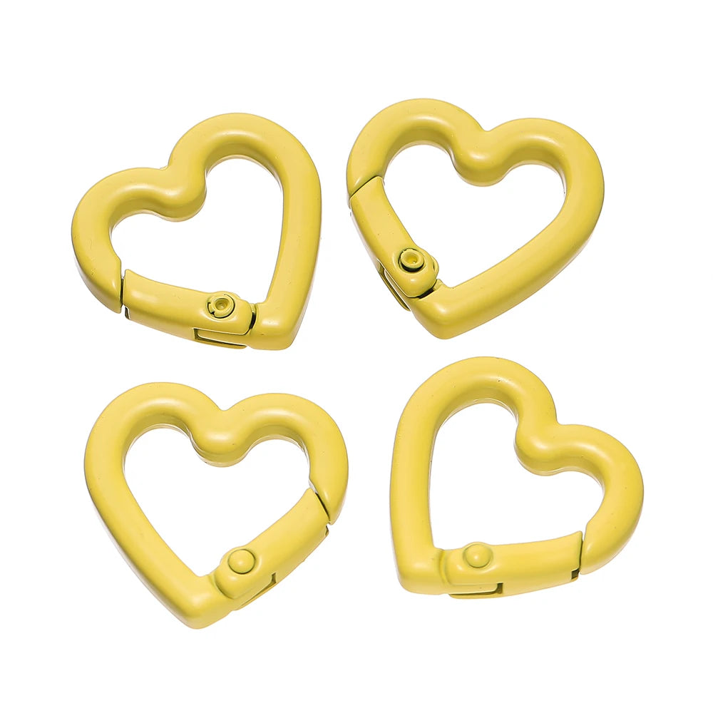 5pcs/lot Heart Spring Clasp Openable Love Shaped Carabiner Keychain Clips Hook Dog Chain DIY Jewelry Buckles Connector