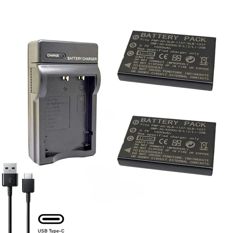 NP-60 3.7V 1500mAh SLB-1037 CNP30 KLIC-5000 D-Li2 Li-20B Camera Battery +Charger for Fujifilm F50I F501 F401 F410 F601 F601Z