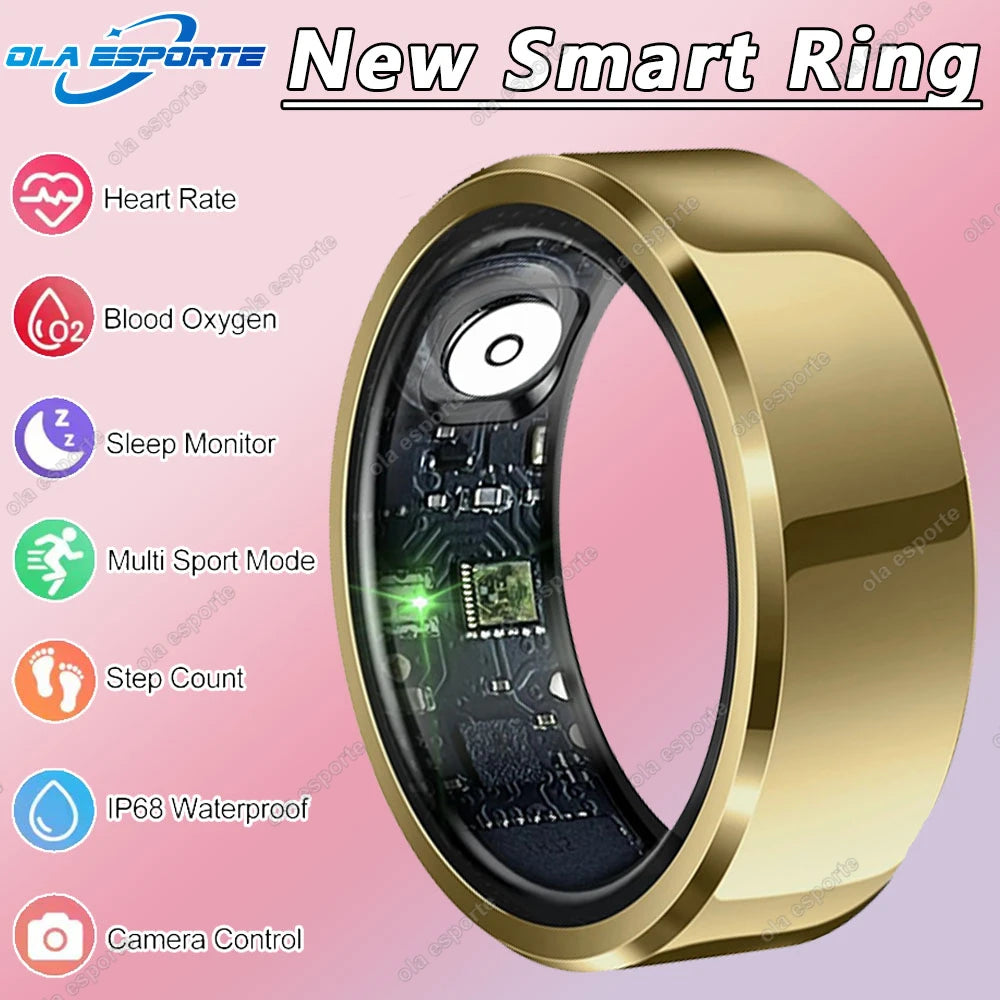 Smart Ring Men Women, Blood Pressure, Heart Rate and Blood Oxygen Monitor Smartring IP68&5ATM Waterproof, Multi-sport Mode Rings