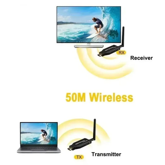 1080P 50M HDMI-Compatible Wireless Audio Video Transmitter Receiver Extender  for 1 TX-4 RX PS4 Camera Laptop PC to TV Monitor