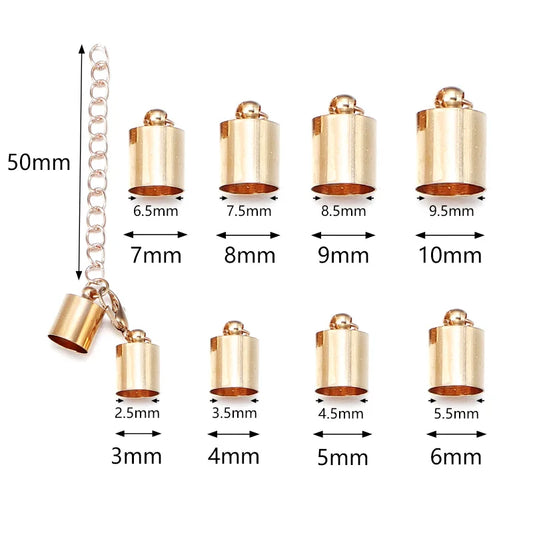 10Sets Leather Cord End Caps With Lobster Clasp Extending Chain For Jewelry Making DIY Bracelet Necklace Connectors Accessories