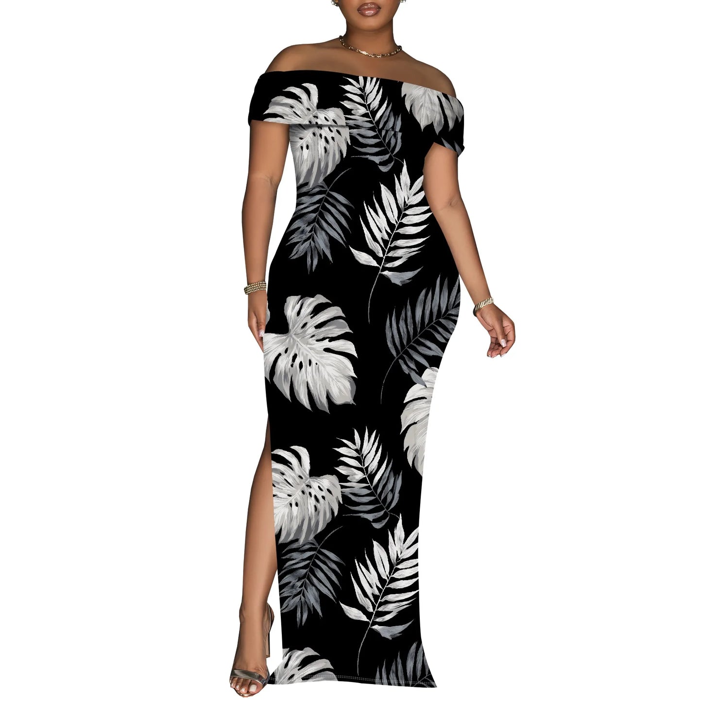 Women's Maxi Dresses Short Sleeve Floral Solid Summer Beach Dress Casual Loose   Side Split Long Dress with Pockets