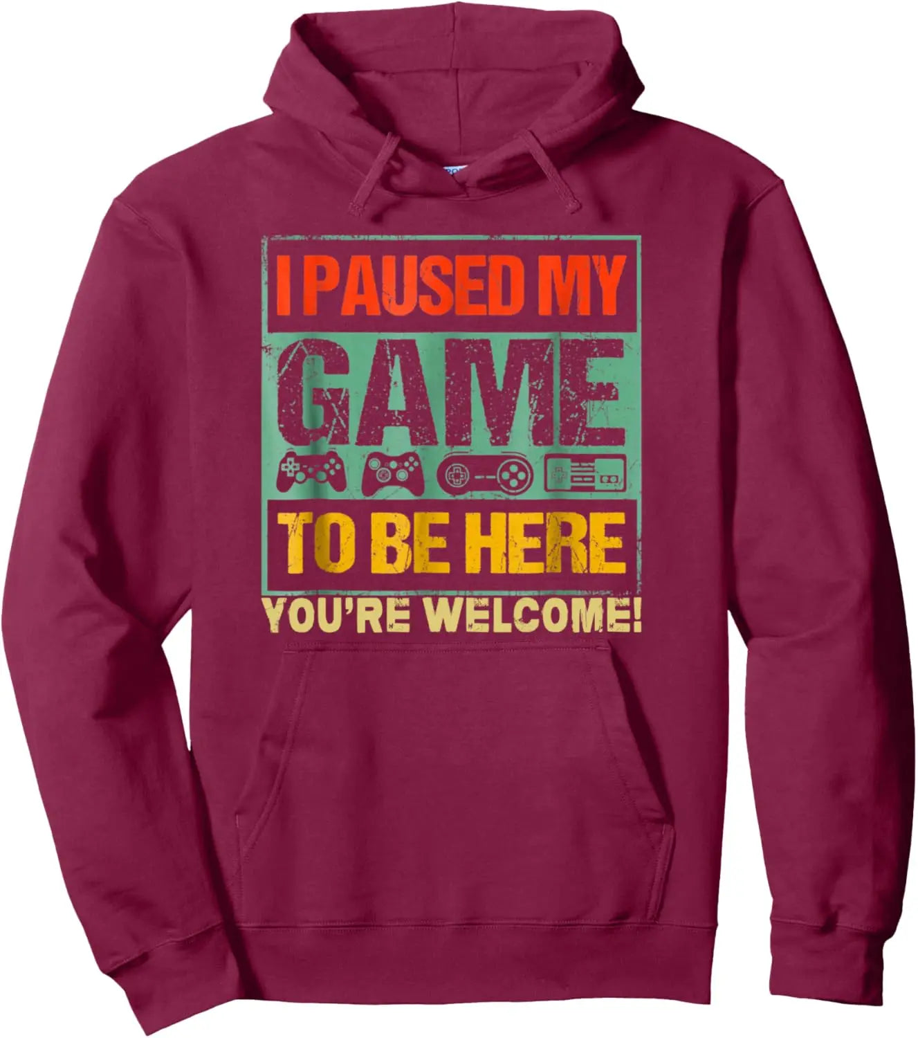I Paused My Game To Be Here Funny Gamers Men Boys Teens Gift Pullover Hoodie