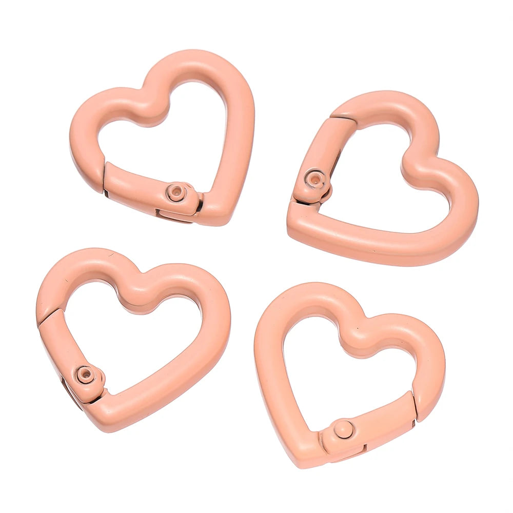 5pcs/lot Heart Spring Clasp Openable Love Shaped Carabiner Keychain Clips Hook Dog Chain DIY Jewelry Buckles Connector