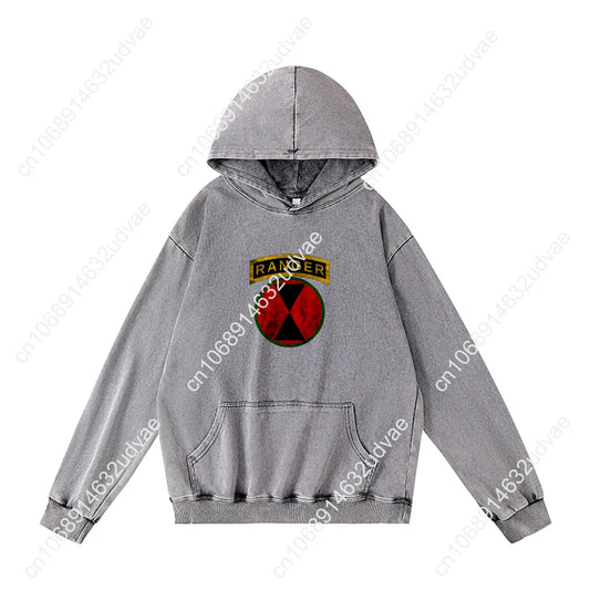 7th Infantry Division Patch with Ranger Tab Hoodies Retro Hooded Sweatshirt Man Woman Teenager Pullover Pocket Customized Tops