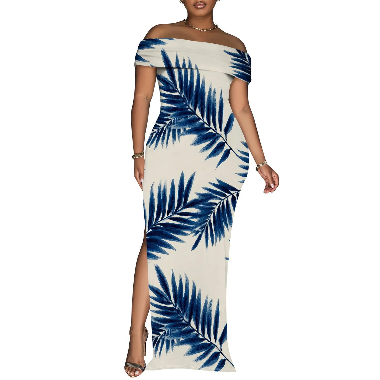 Women's Maxi Dresses Short Sleeve Floral Solid Summer Beach Dress Casual Loose   Side Split Long Dress with Pockets