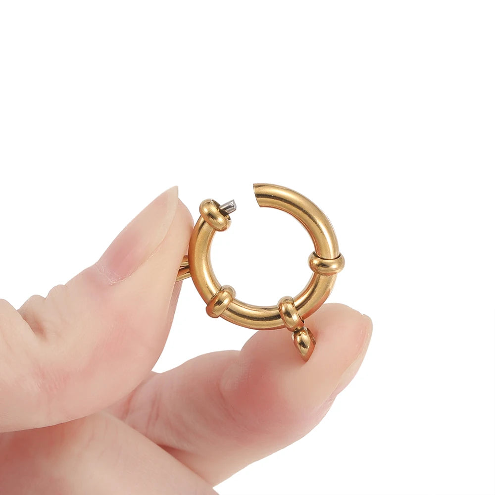 2pcs Stainless Steel Round Spring Clasps Hooks for Bracelet Necklace Clasp Connectors DIY Jewelry Making Accessories Supplies