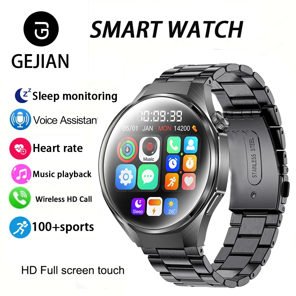 GEJIAN 2025 New Smart Watch 1.46-inch 360 * 360 HD Full Touch Screen Voice Assistant BT Call Heart Rate Monitoring Smartwatch