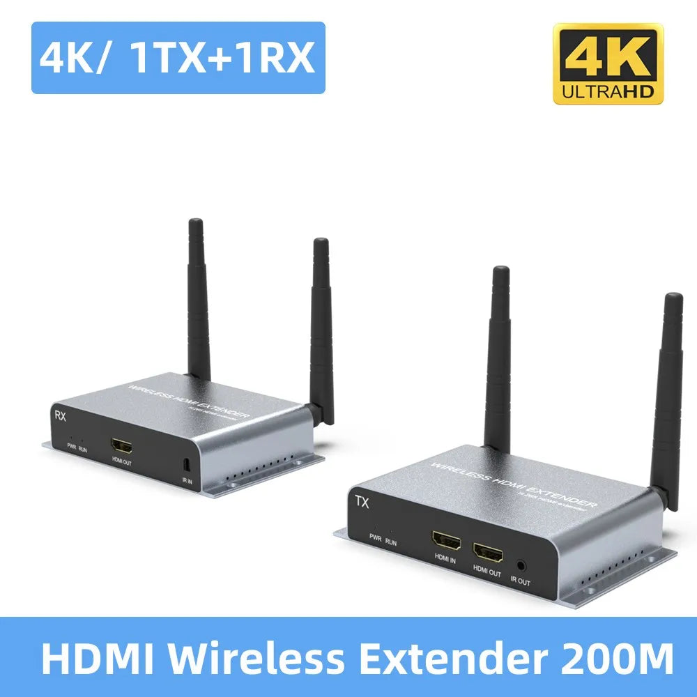 4K HDMI Wireless Extender RJ45 200m 5G/5.8G WIFI Stable Through-Wall Projection Transmitter and Receiver for Laptop TV Projector