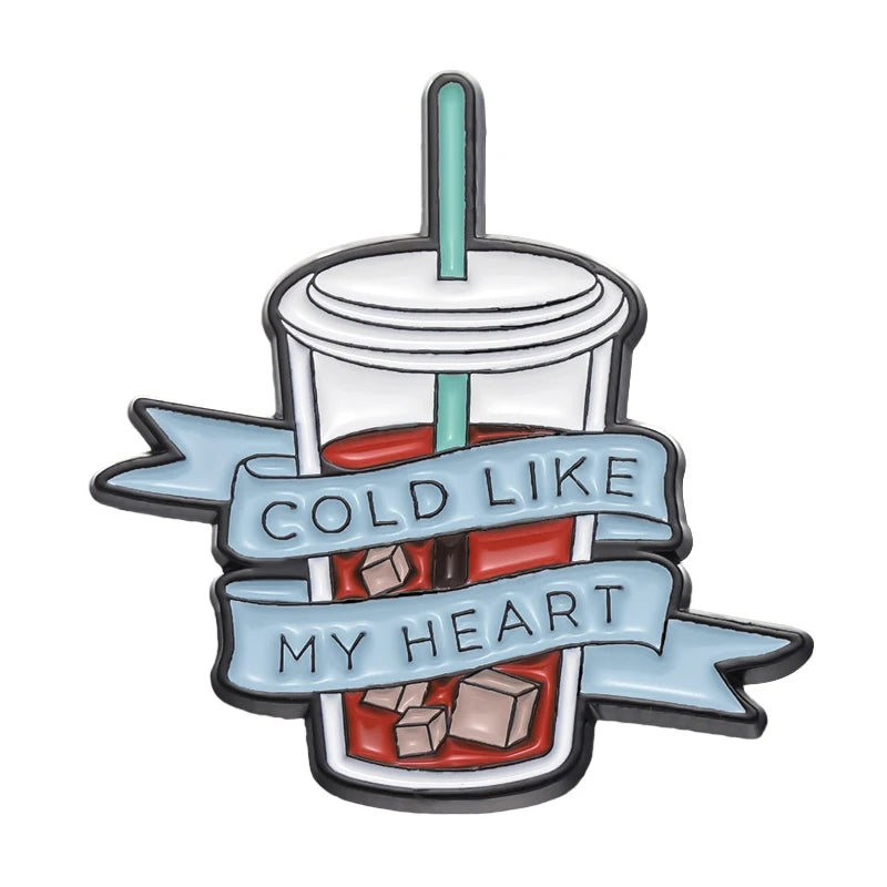 Iced Coffee Like My Heart Enamel Pin Collection Iced Coffee Til I Die Brooch Lapel Badge Coffee Addict Jewelry For Cafe Lover