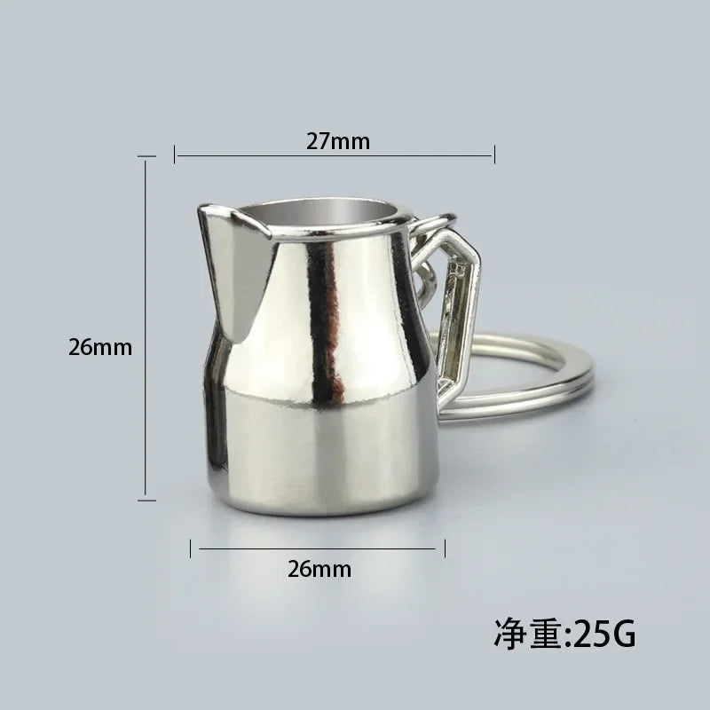 Barista Coffee Keychain Jewelry Tiny Coffee flower vat Key Chain Cafe Gift Lovers Barista Keyring Souvenir