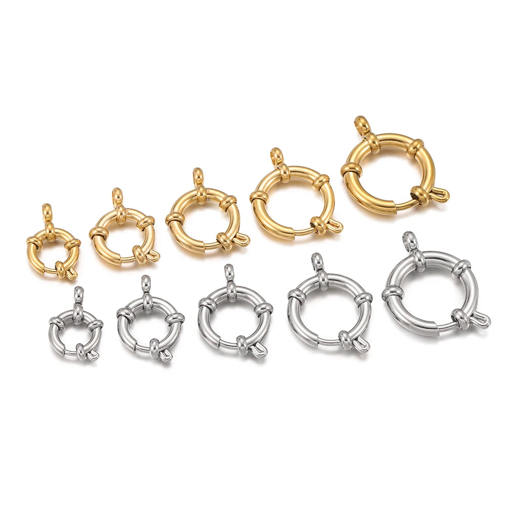 2pcs Stainless Steel Round Spring Clasps Hooks for Bracelet Necklace Clasp Connectors DIY Jewelry Making Accessories Supplies