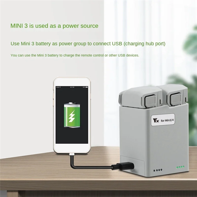 T35C  Charger Hub For MINI 3/4 Pro Screen Display Digital Intelligent Fast Charging 2 Batteries For MINI 3/4 Pro Accessorie