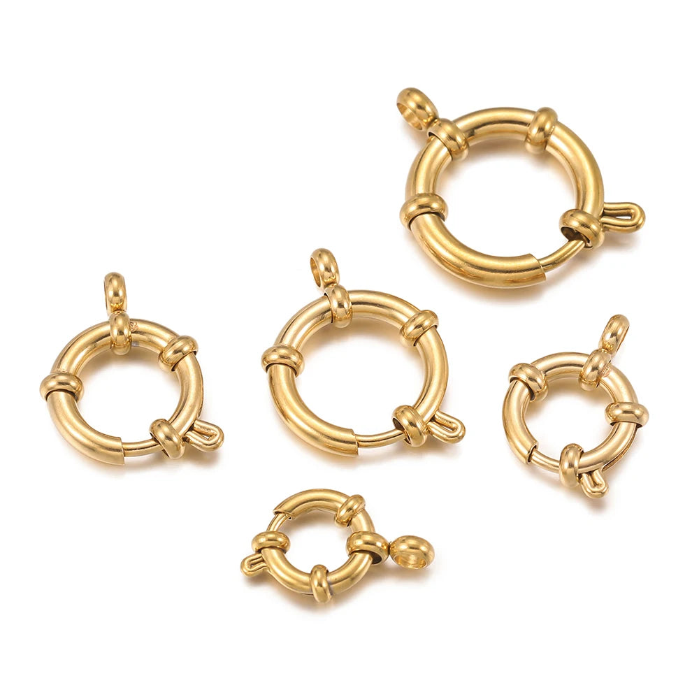 2pcs Stainless Steel Round Spring Clasps Hooks for Bracelet Necklace Clasp Connectors DIY Jewelry Making Accessories Supplies