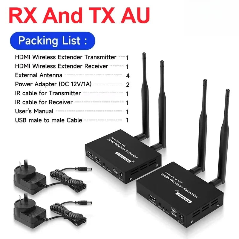 200M 1080P HDMI-Compatible Wireless Extender 5.8G HD Transmission Projector Video Extension for PC Laptop TV Projector Monitor