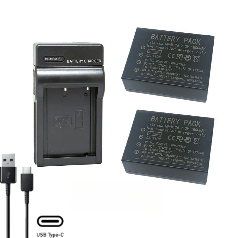 NP-W126 7.2V 1800mAh Camera Battery+Charger For Fujifilm XPro 1 2 3 XA1 XT1 XT2 XT3 HS33 HS50 XT20 XT30 XS10 XT100 XT200 XA5 XA7