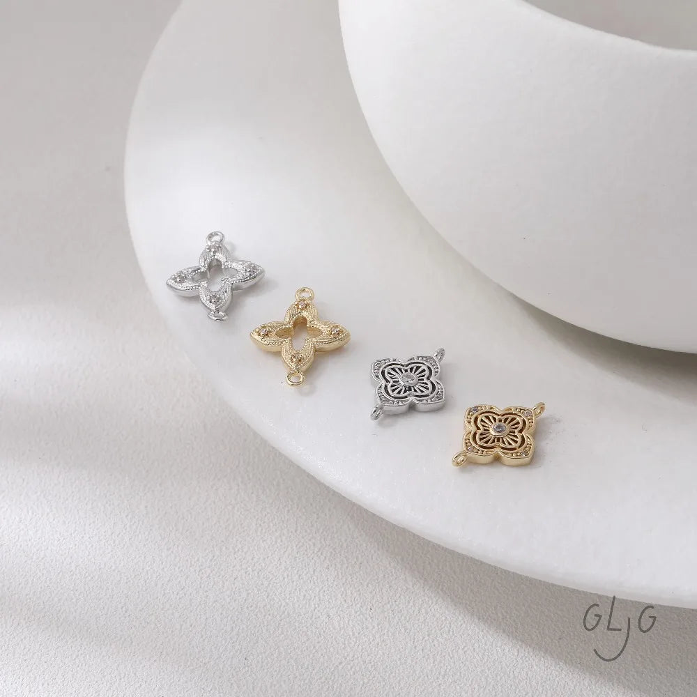 6PCS Bracelet Necklace Making for Jewelry Findings Components DIY Handmade  14K Gold Plated Brass Accessories