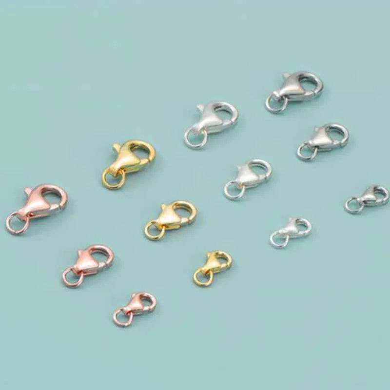 2pcs Genuine Real Pure Solid 925 Sterling Silver Lobster Buckle Clasps Claw Gold Buckles Connector Jewelry Making Findings